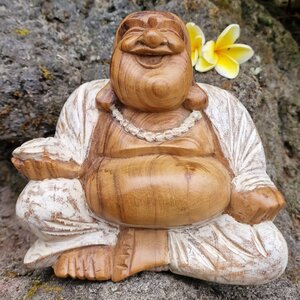 Suar houten Boeddha model 03 &#039;Happy Boeddha&#039;