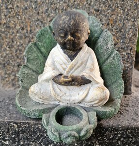 Zandstenen Boedha &quot;lotus&quot; 12 cm White Wash