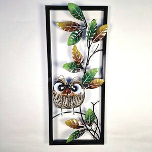 Wanddeco 1 Uil in frame Brown